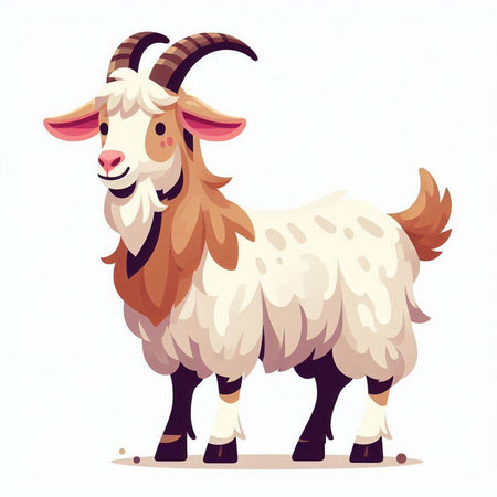 Goat on a white background. Vector illustration in cartoon style.のイラスト素材