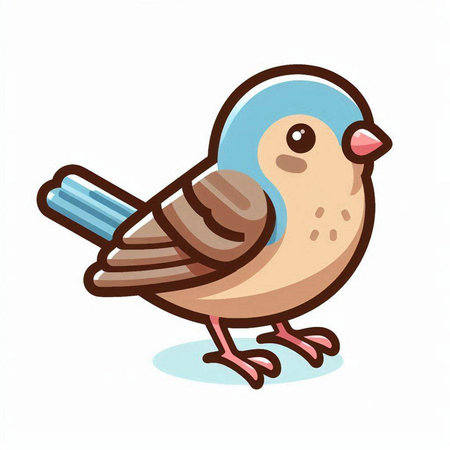 Cute little bird isolated on white background. Vector cartoon illustration.のイラスト素材