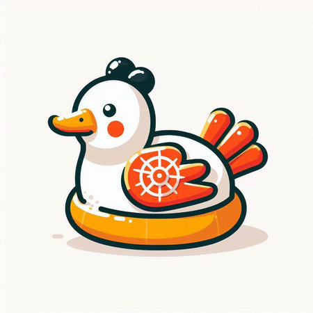 Vector illustration of a cute cartoon snowman with a life buoy.のイラスト素材