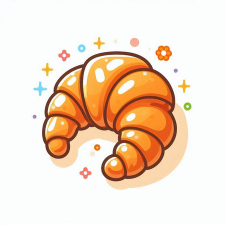 Croissant icon. Vector illustration of a fresh croissant.のイラスト素材
