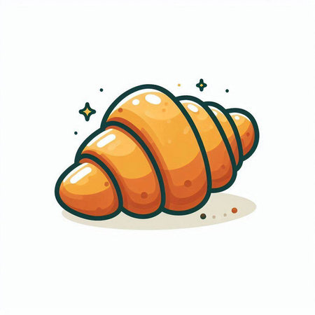 Cute cartoon croissant icon. Vector illustration isolated on white background.のイラスト素材