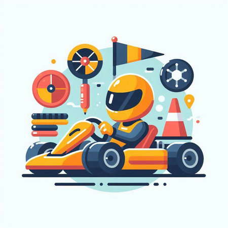 Cartoon karting. Flat design vector illustration. Eps 10のイラスト素材