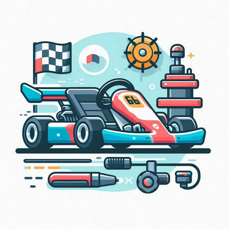 Modern flat style vector illustration on the theme of race and speed.のイラスト素材