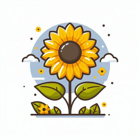 Sunflower icon. Vector illustration of sunflower on white background.のイラスト素材