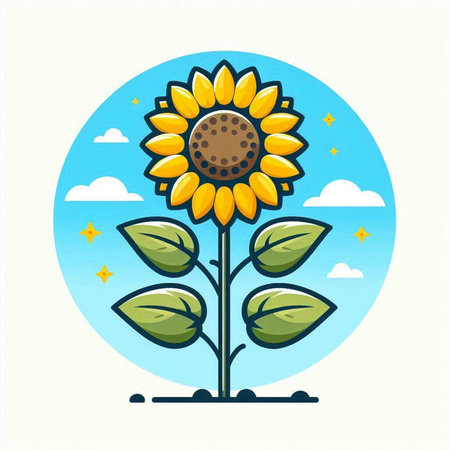 Sunflower icon. Vector illustration of sunflower. Flat style.のイラスト素材