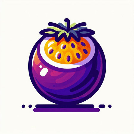 Passion fruit on a white background. Vector illustration in cartoon style.のイラスト素材