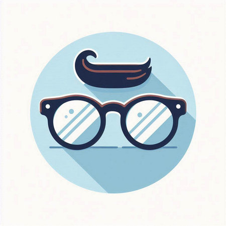Retro glasses with mustache. Vector illustration in flat design style.のイラスト素材