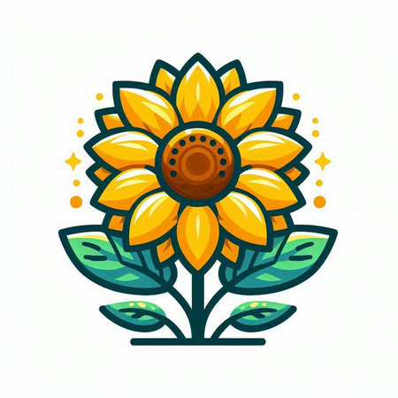 Sunflower icon. Vector illustration. Isolated on white background.のイラスト素材