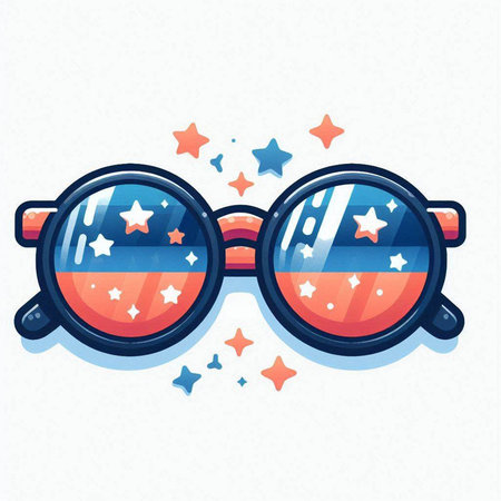 Retro Sunglasses with American Flag and Stars. Vector illustration.のイラスト素材
