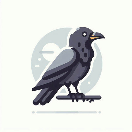 Crow flat color icon. Vector illustration for web and mobile designのイラスト素材