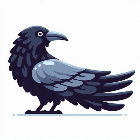 Crow. Vector illustration. Isolated on a white background.のイラスト素材