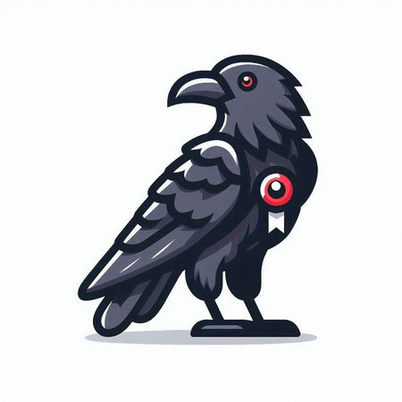 Cute crow cartoon vector illustration on white background. Vector illustration.のイラスト素材