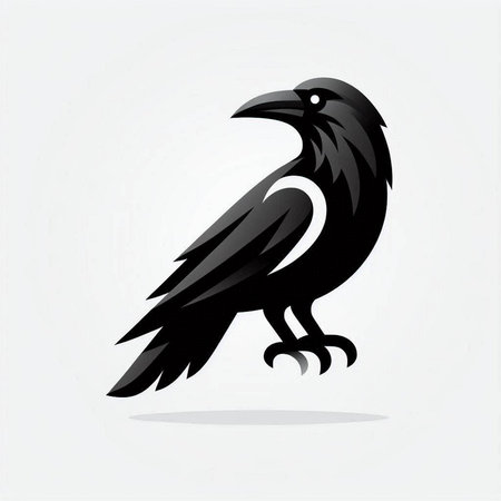 Black crow on a white background. Vector illustration for your design.のイラスト素材