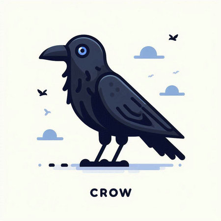 Crow flat vector illustration. Crow icon in flat style.のイラスト素材