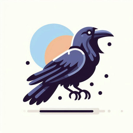 Crow in a flat style. Vector illustration for your design.のイラスト素材