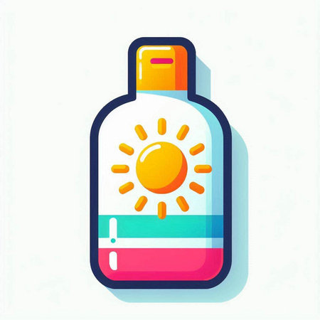 Sunscreen bottle icon in flat style. Vector illustration. Sun protection concept.のイラスト素材