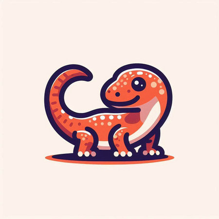 Cute cartoon chameleon. Vector illustration in flat style.のイラスト素材
