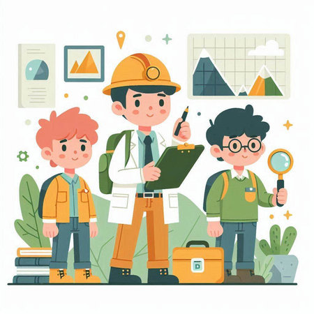 Vector illustration of a group of engineers and architects working in the officeのイラスト素材
