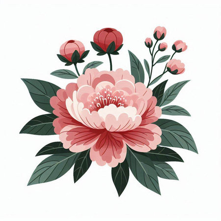 Hand drawn peony flowers. Vector illustration in watercolor style.のイラスト素材