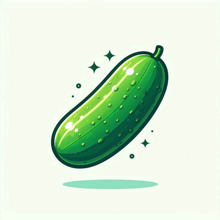 Cucumber on a light background. Vector illustration in flat style.のイラスト素材