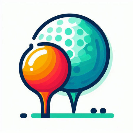Golf ball on tee. Vector illustration isolated on white background.のイラスト素材