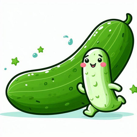 Cucumber cartoon character isolated on white background. Vector illustration.のイラスト素材