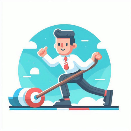 Businessman riding on a skateboard. Flat style vector illustration.のイラスト素材
