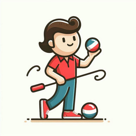 Illustration of a man playing golf. Vector cartoon character illustration.のイラスト素材