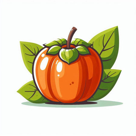 Pumpkin with leafs on white background. Vector illustration.のイラスト素材