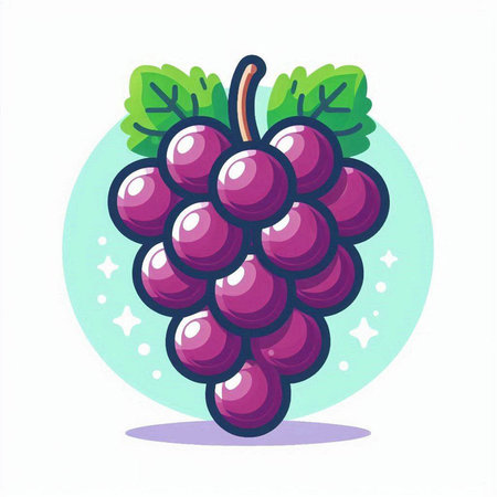 Grapes icon. Vector illustration of a bunch of grapes.のイラスト素材