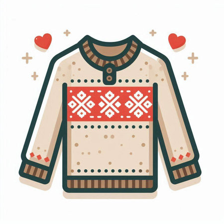 Knitted sweater with a pattern in the Scandinavian style. Vector illustration.のイラスト素材