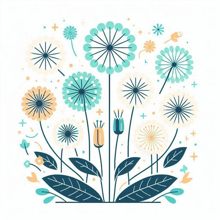 Flower background with dandelions. Vector illustration for your designのイラスト素材
