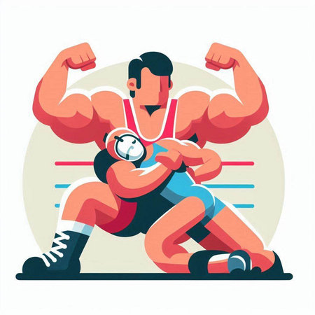 Vector illustration of a strong man in sportswear doing biceps curl.のイラスト素材