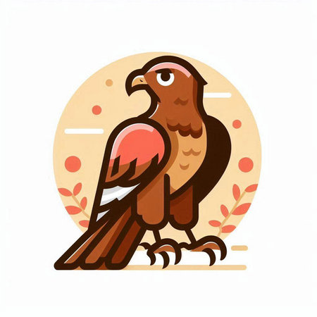 Vector illustration of a hawk on the background of a round frame.のイラスト素材