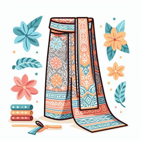 Hand drawn vector illustration of a set of accessories for a spa salon.のイラスト素材