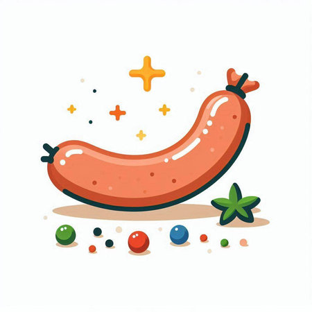 Sausage vector illustration. Isolated on a white background.のイラスト素材