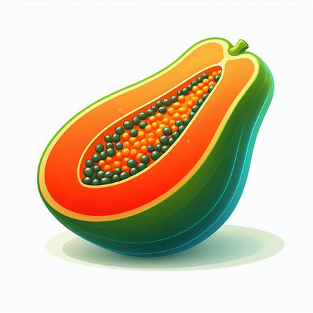 Papaya fruit isolated on white background. 3d vector illustration.のイラスト素材