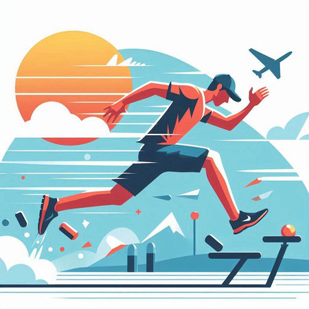 Running man. Sport and healthy lifestyle. Vector illustration in flat styleのイラスト素材
