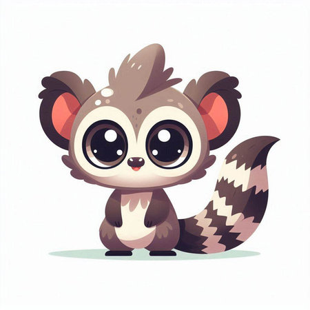 Cute cartoon raccoon vector illustration isolated on white background. Cute baby raccoon character with eyes and mouth.のイラスト素材