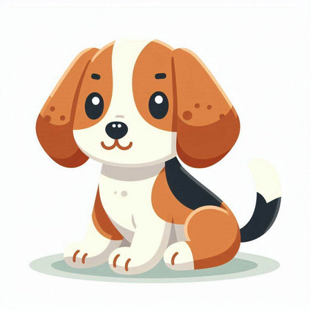 Cute cartoon beagle dog. Vector illustration isolated on white background.のイラスト素材