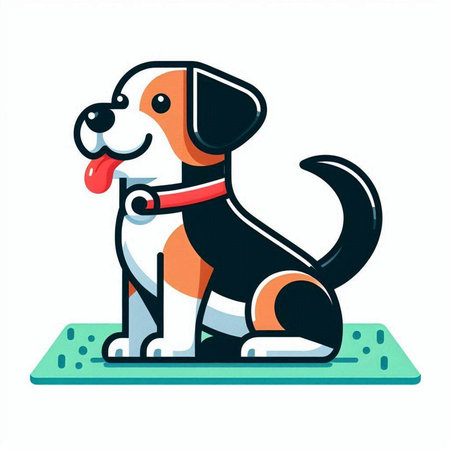Cute dog sitting on the floor. Vector illustration in cartoon style.のイラスト素材