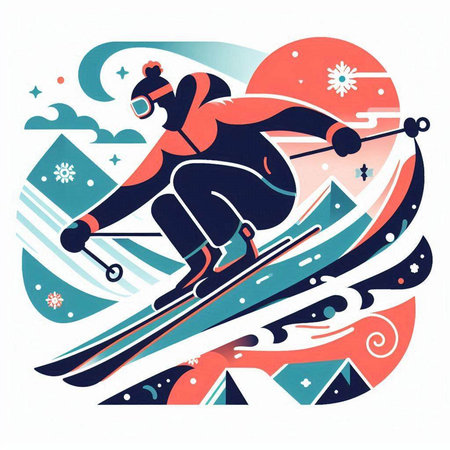 Snowboarder on a snowboard. Winter sport. Vector illustration.のイラスト素材