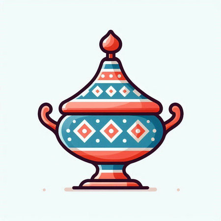 Hand drawn vector illustration or drawing of a pot with a pattern.のイラスト素材