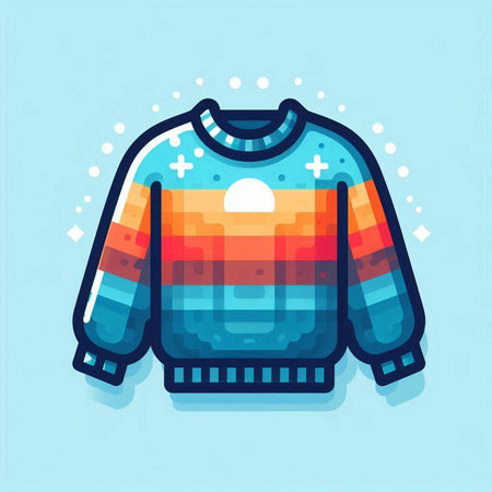 Winter sweater. Vector illustration in a flat style. Isolated on a blue background.のイラスト素材