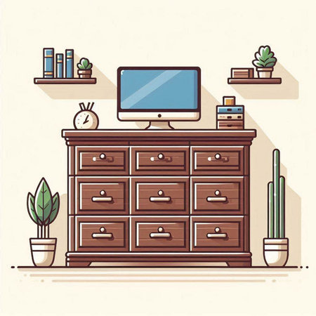 Vector illustration in flat style. Furniture in the interior of the house.のイラスト素材