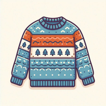 Winter sweater. Vector illustration of a knitted sweater with a pattern.のイラスト素材