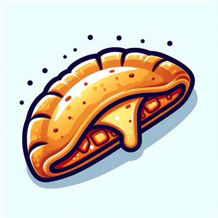 Illustration of a pie with cheese filling on a white background.のイラスト素材