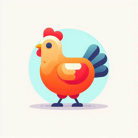 Cute cartoon chicken character. Vector illustration in flat design style.のイラスト素材