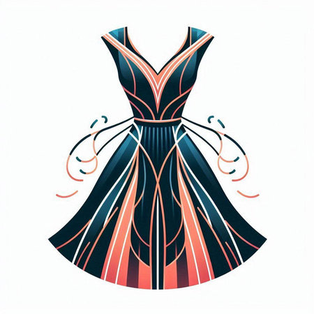 Illustration of a beautiful dress with a pattern on a white backgroundのイラスト素材
