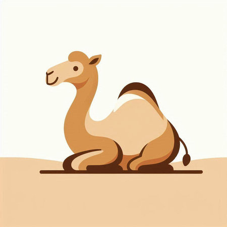 Camel in the desert on a white background. Vector illustration.のイラスト素材
